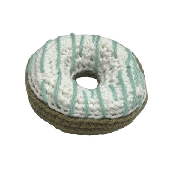 Other - Crochet donut plush with drizzle design. 100% handmade with poly-fil stuffing.